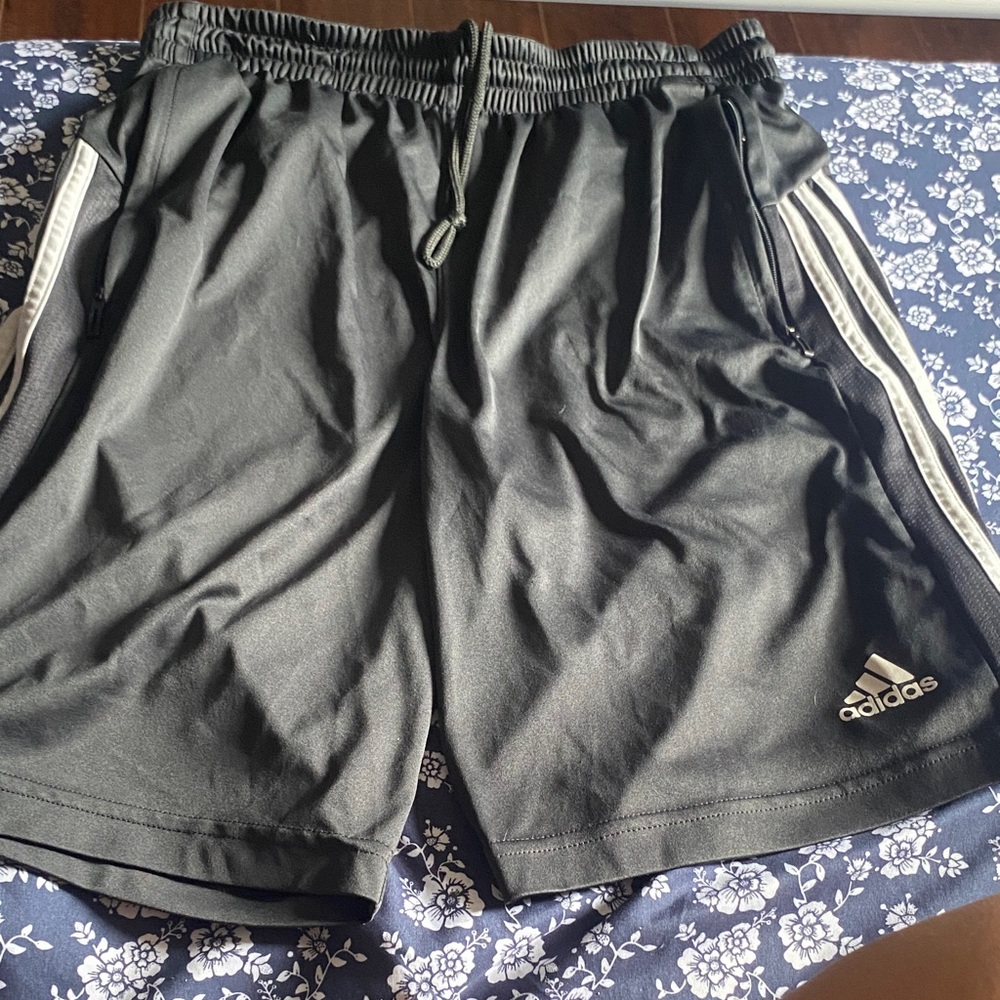 Adidas Men's Black and White Athletic Shorts